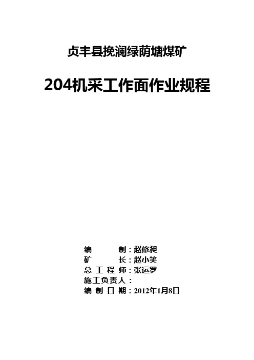 204机采工作面作业规程