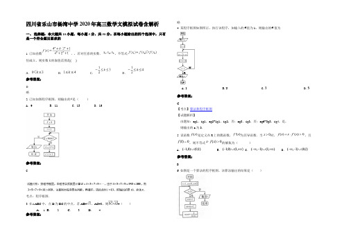 四川省乐山市杨湾中学2020年高三数学文模拟试卷含解析