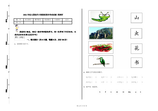 2021年幼儿园幼升小衔接班期末考试试题 附解析