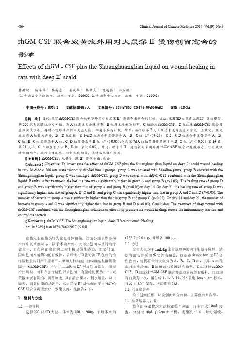 rhGM-CSF联合双黄液外用对大鼠深Ⅱ°烫伤创面愈合的