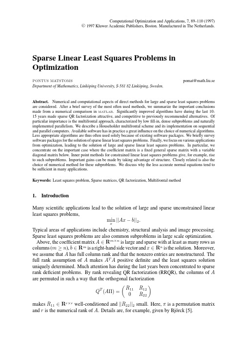 Sparse Linear Least Squares Problems in Optimization