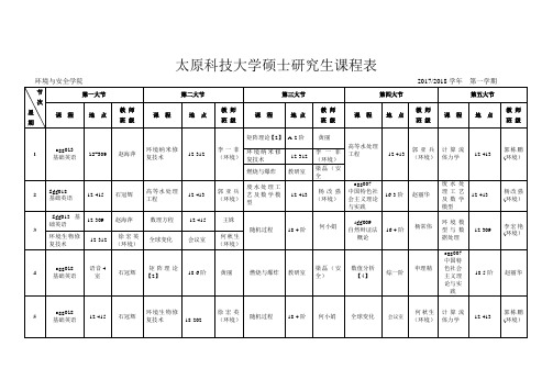 太原科技大学硕士研究生课程表