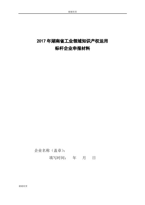 2017年湖南省工业领域知识产权运用 标杆企业申报材料.doc