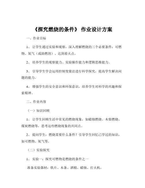 《探究燃烧的条件》 作业设计方案