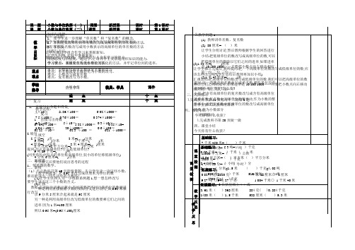 人教版小学数学四年级下册小数与单位换算