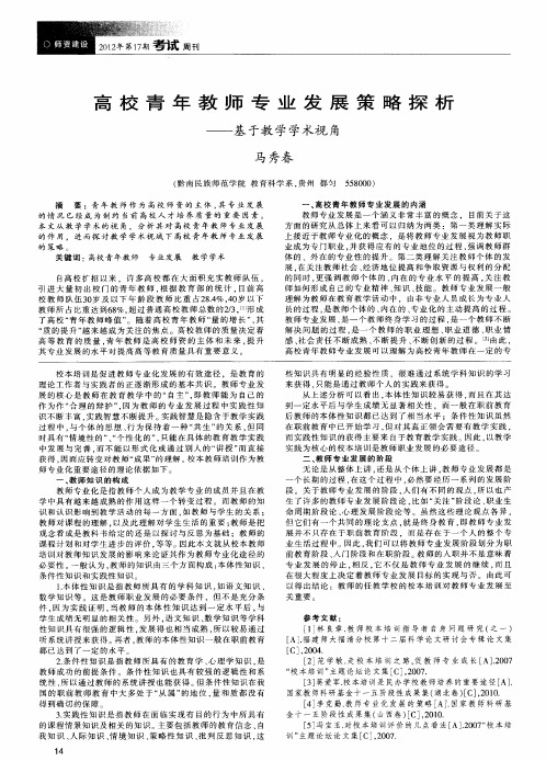 高校青年教师专业发展策略探析——基于教学学术视角