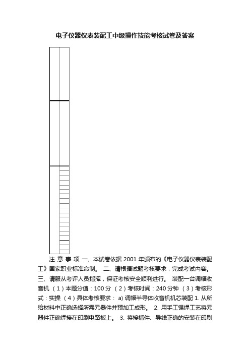 电子仪器仪表装配工中级操作技能考核试卷及答案