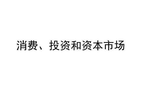 消费、投资和资本市场