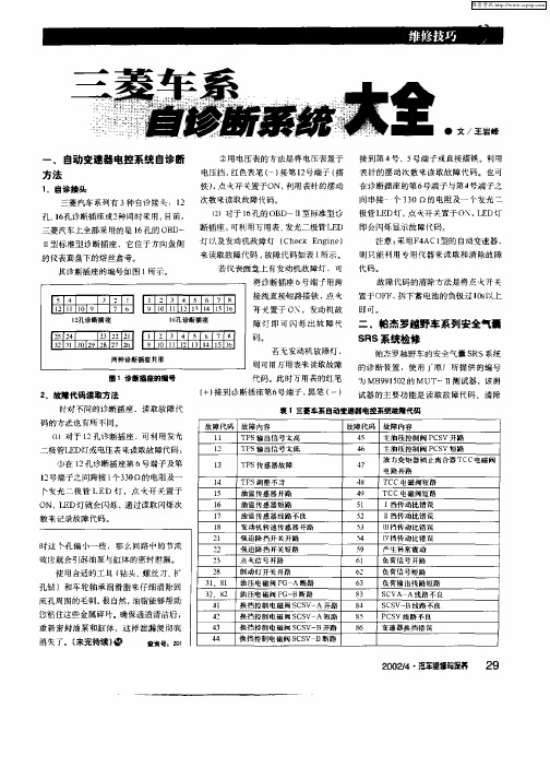 三菱车系自诊断系统大全
