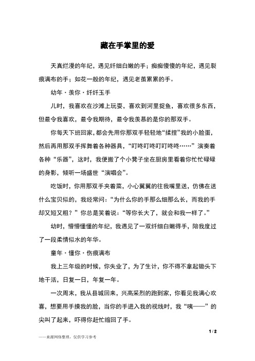 藏在手掌里的爱_初三作文