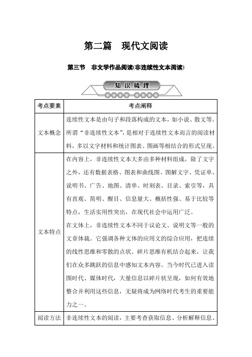 2019年中考语文总复习讲解篇：第二篇第三节 非文学作品阅读(非连续性文本阅读)