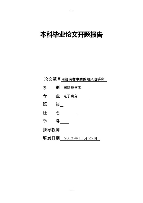 网络消费中的感知风险研究论文开题报告