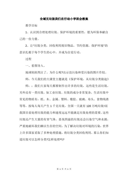 全域无垃圾我们在行动小学班会教案