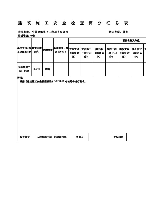 《建筑施工安全检查标准》JGJ—表格