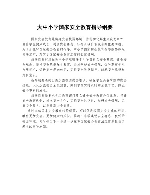 大中小学国家安全教育指导纲要