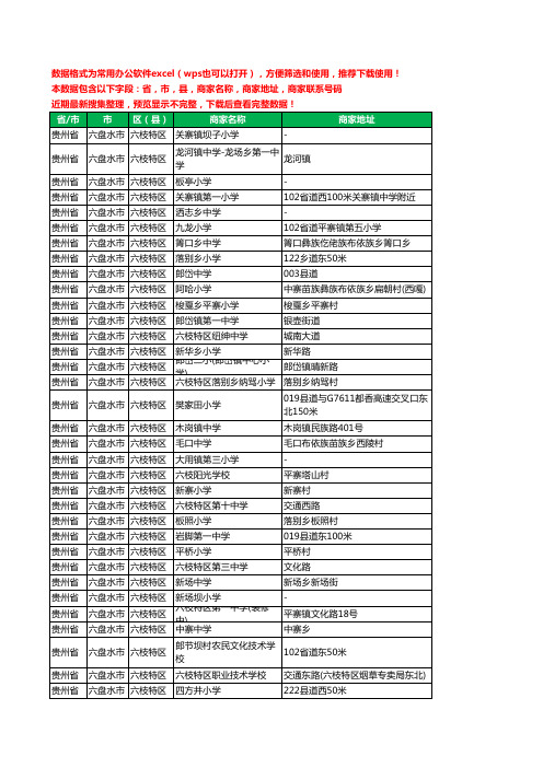 2020新版贵州省六盘水市六枝特区学校工商企业公司商家名录名单黄页联系电话号码地址大全102家