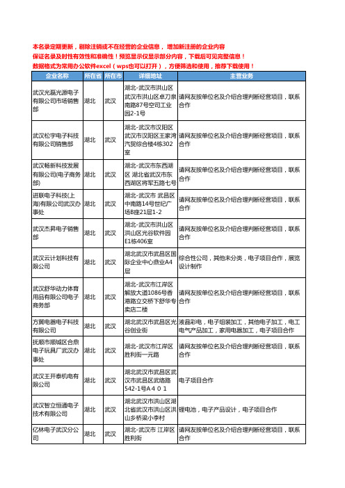 新版湖北省电子项目合作工商企业公司商家名录名单联系方式大全33家