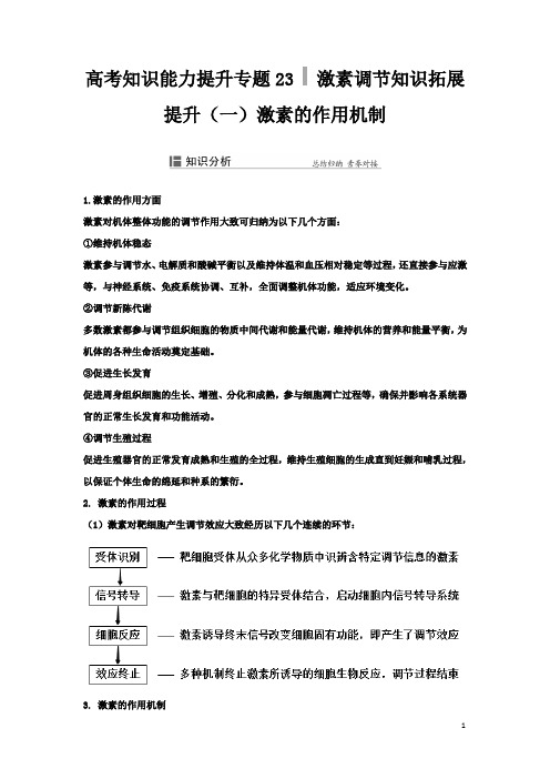 高考知识能力提升专题23   激素调节知识拓展提升(一)激素的作用机制