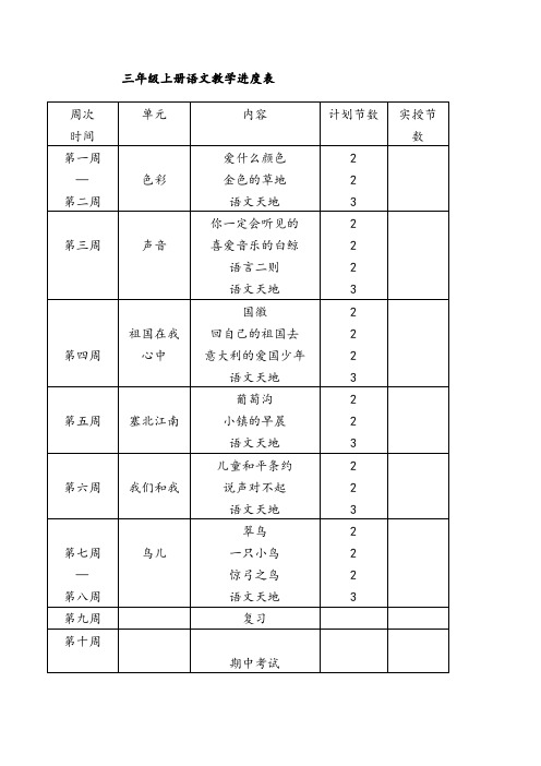 北师大版三年级上册语文全册122页