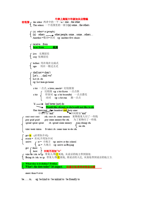 牛津上海版六年级知识点总结精编