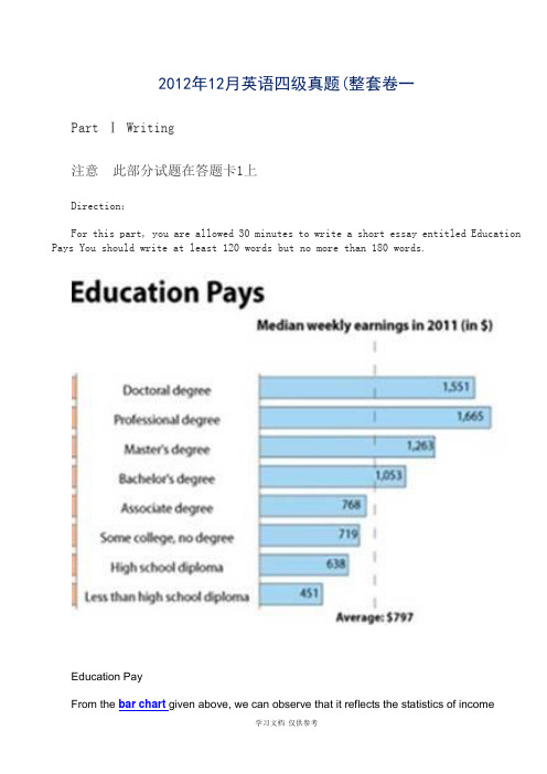 历年作文真题范文2006年6月-2012年12月全汇总