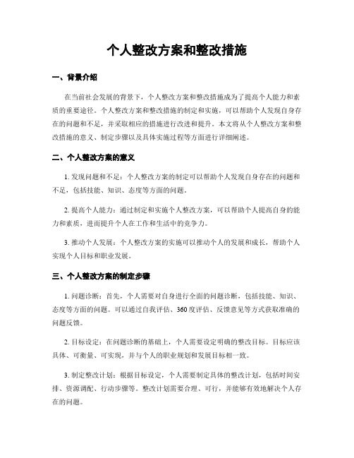 个人整改方案和整改措施