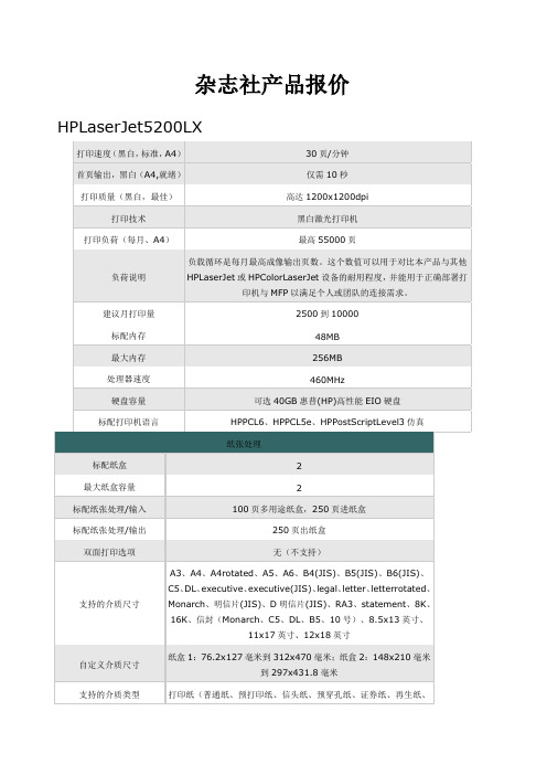 杂志社产品报价