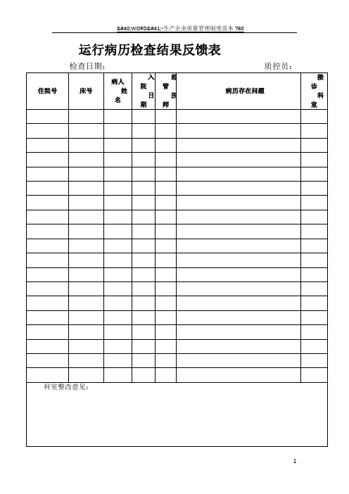 病历质控反馈表模板