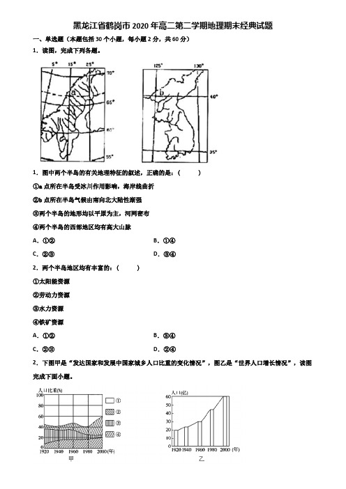 黑龙江省鹤岗市2020年高二第二学期地理期末经典试题含解析