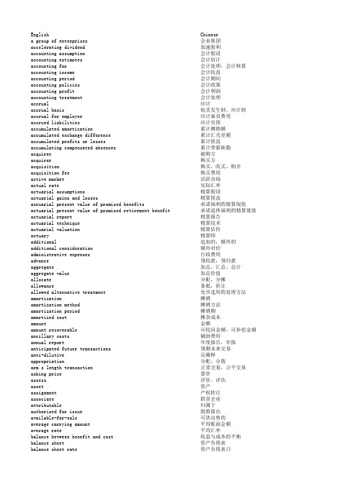 英汉国际会计准则词汇表 trados必备 翻译好帮手~~~~~~