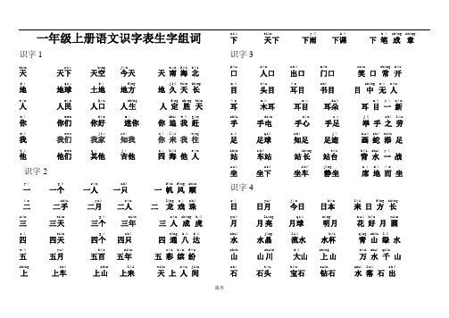 一年级上册语文识字表-组词全面.doc