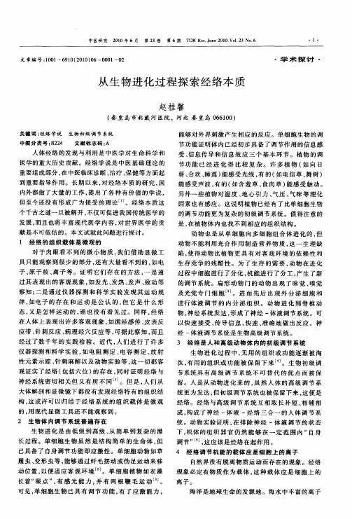 从生物进化过程探索经络本质