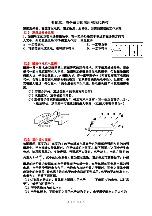 磁场中的5大仪器、复合场的应用