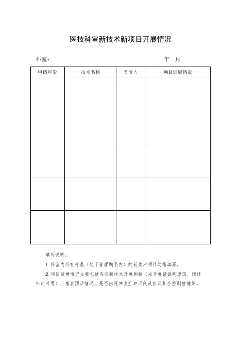 医技科室新技术新项目开展情况