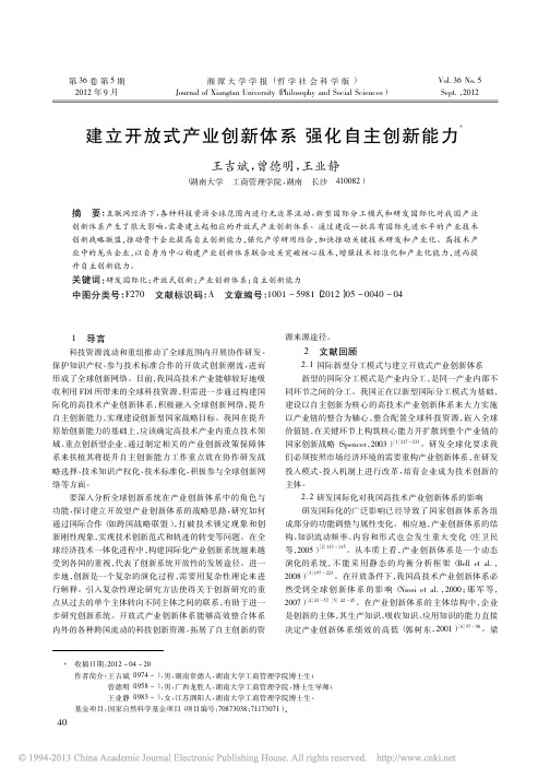 建立开放式产业创新体系强化自主创新能力_王吉斌