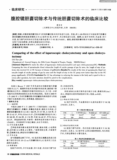 腹腔镜胆囊切除术与传统胆囊切除术的临床比较