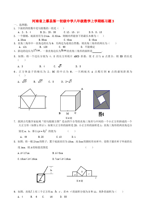 河南省上蔡县第一初级中学八年级数学上学期练习题3(无答案) 新人教版