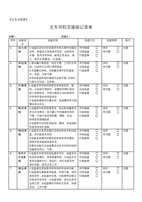 叉车点检表