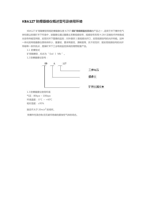 KBA127防爆摄像仪概述型号及使用环境