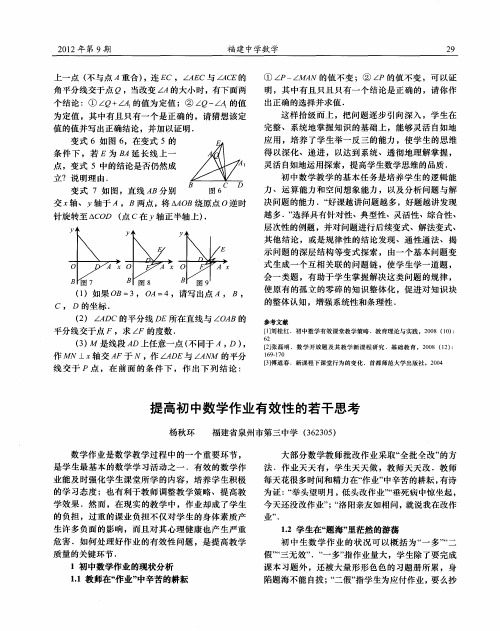 提高初中数学作业有效性的若干思考