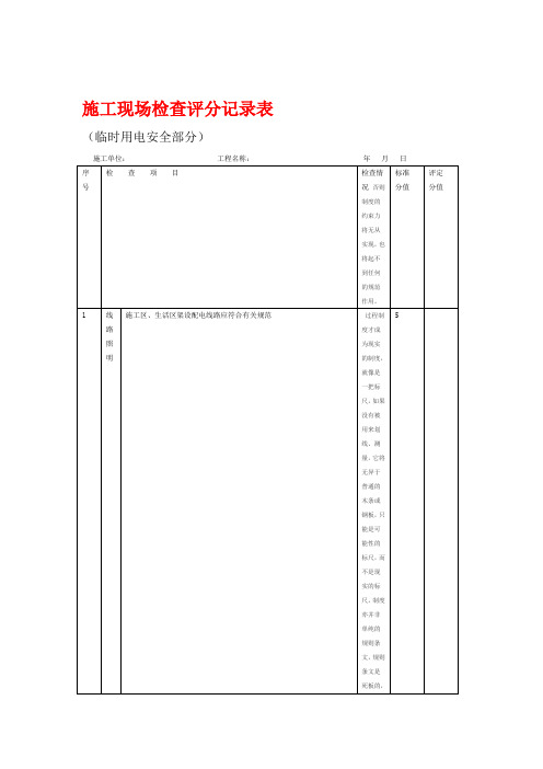 施工现场检查评分记录表