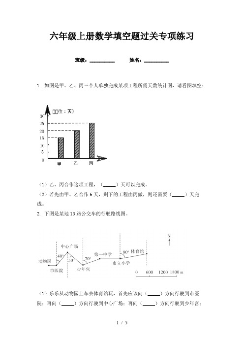 六年级上册数学填空题过关专项练习