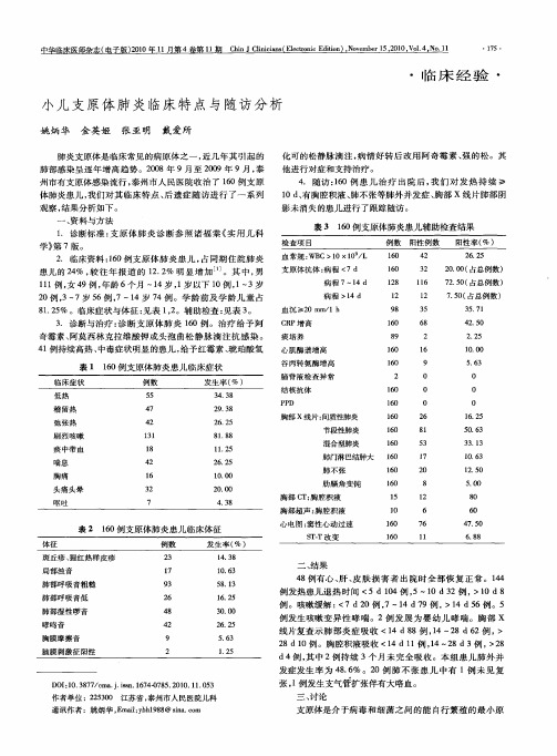 小儿支原体肺炎临床特点与随访分析