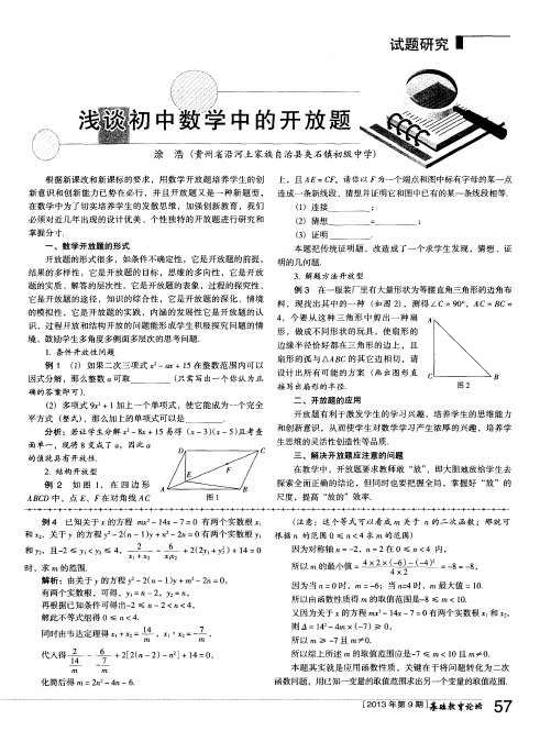 浅谈初中数学中的开放题