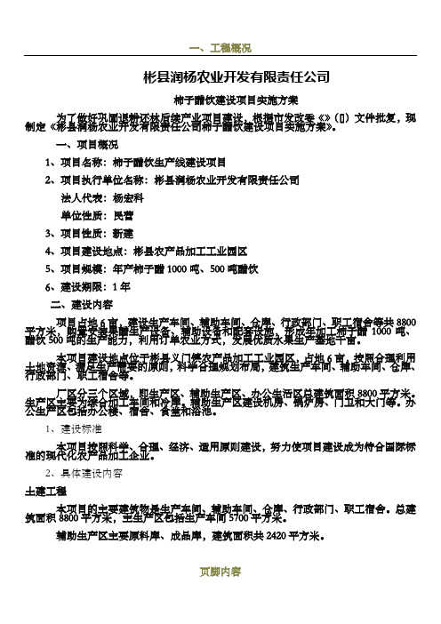 彬县润杨农业开发有限责任公司柿子醋饮建设项目实施方案