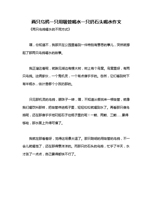 两只乌鸦一只用吸管喝水一只扔石头喝水作文