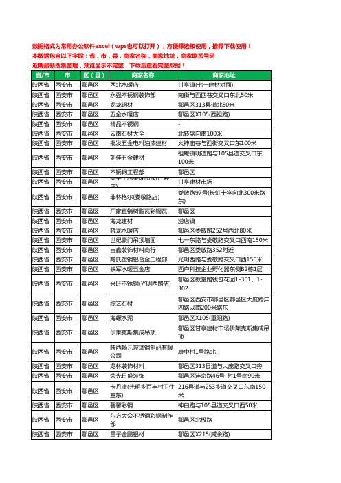 2020新版陕西省西安市鄠邑区建材工商企业公司商家名录名单联系电话号码地址大全447家