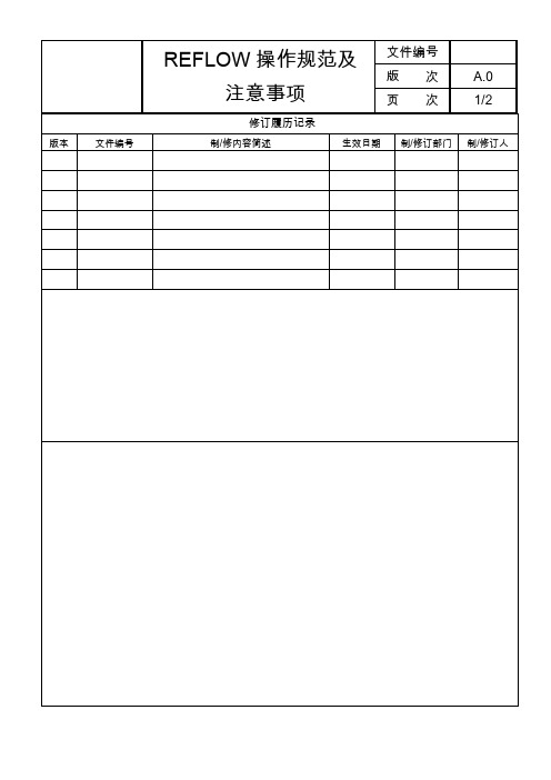 REFLOW操作规范及注意事项