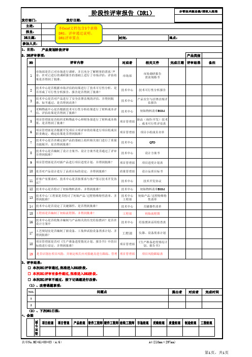 新产品开发阶段性评审报告(DR1)