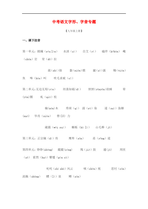 【推荐】新人教版2017中考中考语文总复习 专项复习资料 字形、字音专题素材 新人教版